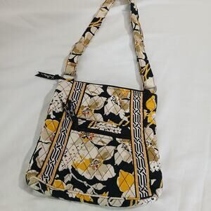 Hipster DOGWOOD Vera Bradley Crossbody VERY CLEAN floral Yellow/white/black
